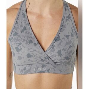 Alphalete Surface Wrap‎ Bra Pebbled Stone Gray Splatter Print Racerback XXL